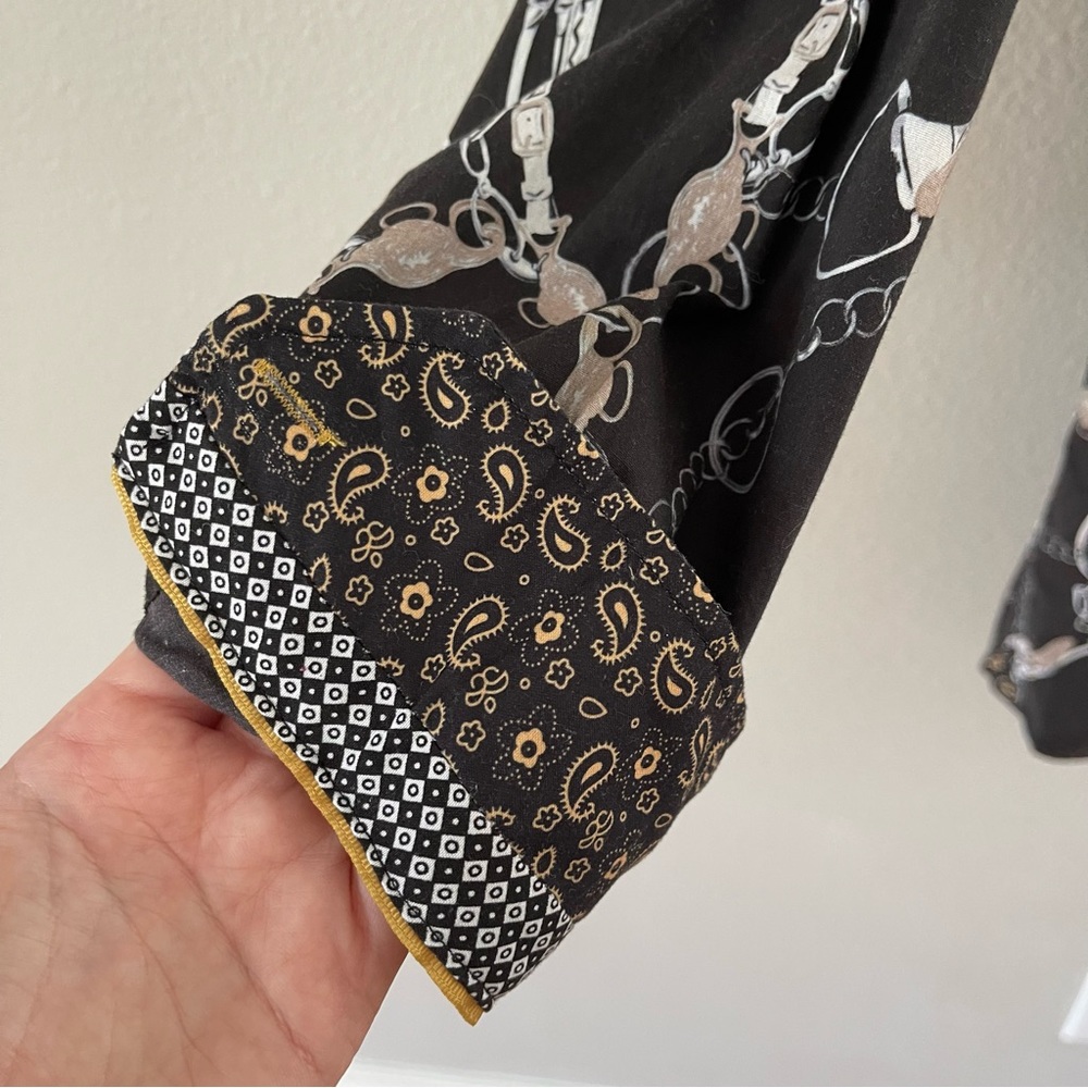 Ameri Mode Chains Brown Button Down Shirt Size Xl - image 5